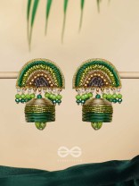 Kaamsya - The Bejeweled Bell - Dabka, Sequins And Beads Hand Embroidered Earrings