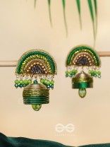 Kaamsya - The Bejeweled Bell - Dabka, Sequins And Beads Hand Embroidered Earrings