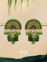Kaamsya - The Bejeweled Bell - Dabka, Sequins And Beads Hand Embroidered Earrings