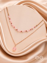 The Rosy Rosettes - Golden Beaded Layered Necklace With Anti-Tarnish Coating 