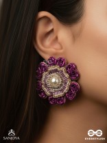 Padmaraga - The Pink Sapphire - Sequins, Beads And Cutdana Hand Embroidered Earrings