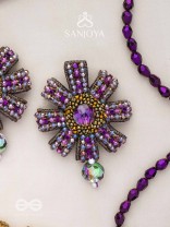 Manidhara - The Gem Holder - Beads And Stone Hand Embroidered Earrings