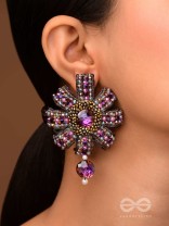 Manidhara - The Gem Holder - Beads And Stone Hand Embroidered Earrings