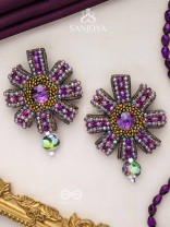 Manidhara - The Gem Holder - Beads And Stone Hand Embroidered Earrings