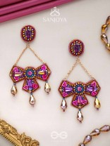 Shailaja - The Daughter Of The Mountain - Stone, Beads And Glass Drops Hand Embroidered Earrings