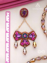 Shailaja - The Daughter Of The Mountain - Stone, Beads And Glass Drops Hand Embroidered Earrings