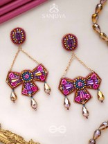 Shailaja - The Daughter Of The Mountain - Stone, Beads And Glass Drops Hand Embroidered Earrings