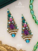 Anangika - The Lovely One - Pearls, Stones And Beads Hand Embroidered Earrings