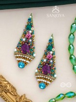 Anangika - The Lovely One - Pearls, Stones And Beads Hand Embroidered Earrings