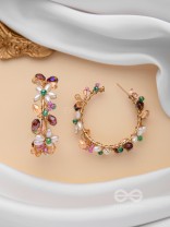 The Multicolored Blossom - Beaded Hoop Earrings