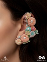 Meghamala - The Garland Of Clouds - Sequins, Beads, Pearls And Resham Hand Embroidered Earrings