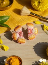 Shobhana - The Shining - Sequins And Resham Hand Embroidered Earrings (Pink & Mustard)