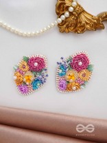 VASANTIKA- THE SPRING BLOOM - SEQUINS,PEARLS AND RESHAM EMBROIDERED EARRINGS (MULTICOLOR)