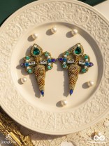 Vajrakaya - The Diamond Body - Stones, Cutdana And Beads Hand Embroidered Earrings