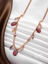 Dynamic Drizzling Wine - Classy Contemporary Necklace With Anti-Tarnish Coating 