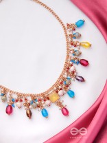Mushita - The Ravishing Charisma - Golden Embellished Multicolor Neckpiece With Anti-Tarnish Coating 