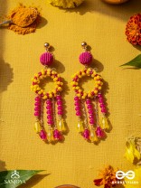 WILDFIRE SPIRIT - BOLD AND STATEMENT DANGLER EARRINGS (PINK & YELLOW)