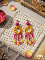 WILDFIRE SPIRIT - BOLD AND STATEMENT DANGLER EARRINGS (PINK & YELLOW)