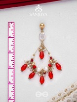 Ratulya - The Red Romance - Golden Embellished Statement Earrings