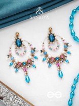 Abhram - The Shimmering Sky - Statement Golden Embellished Earrings 