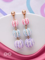 COTTON CANDY CHARMS -  CUTE BEADED EARRINGS (PURPLE, BLUE & PINK)