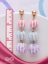 COTTON CANDY CHARMS -  CUTE BEADED EARRINGS (PURPLE, BLUE & PINK)