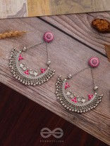 MYSTICAL PEACOCKS IN PINK - EMBELLISHED OXIDISED EARRINGS
