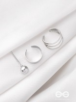 THE PERFECT TRIO -  TWO EARCUFF & ONE STUD (ONE EAR)(SILVER)