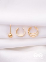 THE PERFECT TRIO - TWO EARCUFF & ONE STUD (ONE EAR) (GOLD)