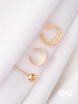 THE PERFECT TRIO - TWO EARCUFF & ONE STUD (ONE EAR) (GOLD)