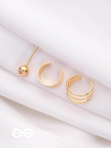 THE PERFECT TRIO - TWO EARCUFF & ONE STUD (ONE EAR) (GOLD)