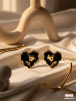 YOUR DARK LOVE- GOLDEN ENAMELLED STUDS (BLACK)