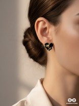 YOUR DARK LOVE- GOLDEN ENAMELLED STUDS (BLACK)