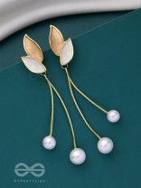 ALWAYS AN ANGEL - PEARL & ENAMELLED EAR JACKETS (GOLD & WHITE)
