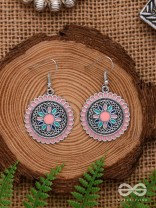 THE MANDALA EFFECT - EMBELLISHED OXIDISED EARRINGS (PINK)