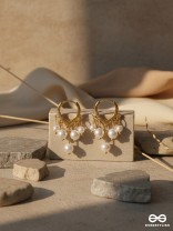 SWIRLS 'N TWIRLS - GOLDEN PEARLS DROP EARRINGS