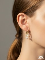 SWIRLS 'N TWIRLS - GOLDEN PEARLS DROP EARRINGS