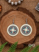 THE MANDALA EFFECT - EMBELLISHED OXIDISED EARRINGS (WHITE)