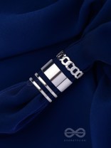 BANDS N CHAINS- SET OF 3 ADJUSTABLE SILVER RINGS