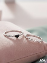 LIFE IN A ZIG-ZAG- SET OF 2 ADJUSTABLE SILVER RINGS