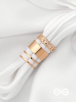 BANDS N CHAINS- SET OF 3 ADJUSTABLE GOLDEN RINGS