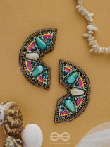 PARIDYUDHI - THE OCEAN WHISPERS - SEQUINS, BEADS, AND MARBLE DROP EMBROIDERED EARRINGS (MULTICOLOR)