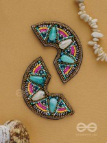 PARIDYUDHI - THE OCEAN WHISPERS - SEQUINS, BEADS, AND MARBLE DROP EMBROIDERED EARRINGS (MULTICOLOR)