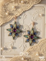 Nakshatrika - The Celestial Sparkle - Stone, Beads And Dabka Hand Embroidered Earrings (Multicolor)