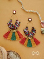 Kalatmaka - The Artistic Aura - Resham, Beads And Coins Hand Embroidered Earrings