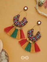 Kalatmaka - The Artistic Aura - Resham, Beads And Coins Hand Embroidered Earrings
