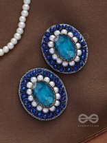 AMRITARA - THE ETERNAL ESSENCE - STONE, PEARLS AND SEQUINS EMBROIDERED EARRINGS