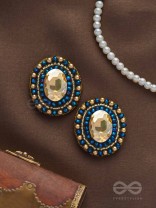 VAIDURYA - THE OCEANIC GEM - STONE AND BEADS EMBROIDERED EARRINGS