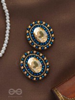 VAIDURYA - THE OCEANIC GEM - STONE AND BEADS EMBROIDERED EARRINGS