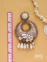 DHARANIKA - THE EARTHY HUES - RESHAM, BEADS & SHELL DROP EMBROIDERED EARRINGS